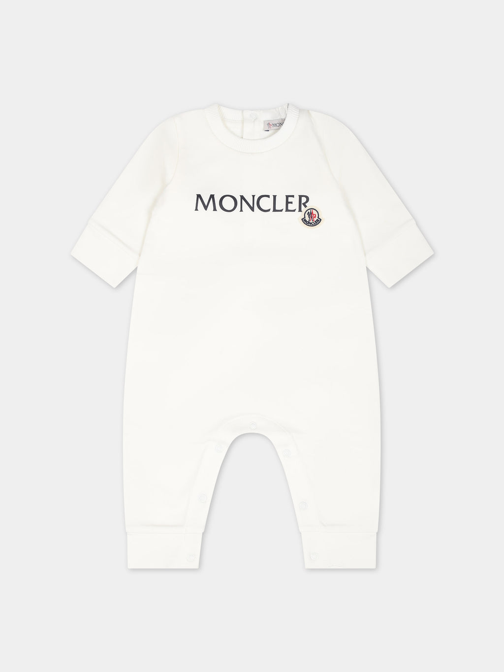 White baby jumpsuit with logo
